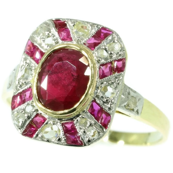 Original vintage Art Deco ruby and diamond ring